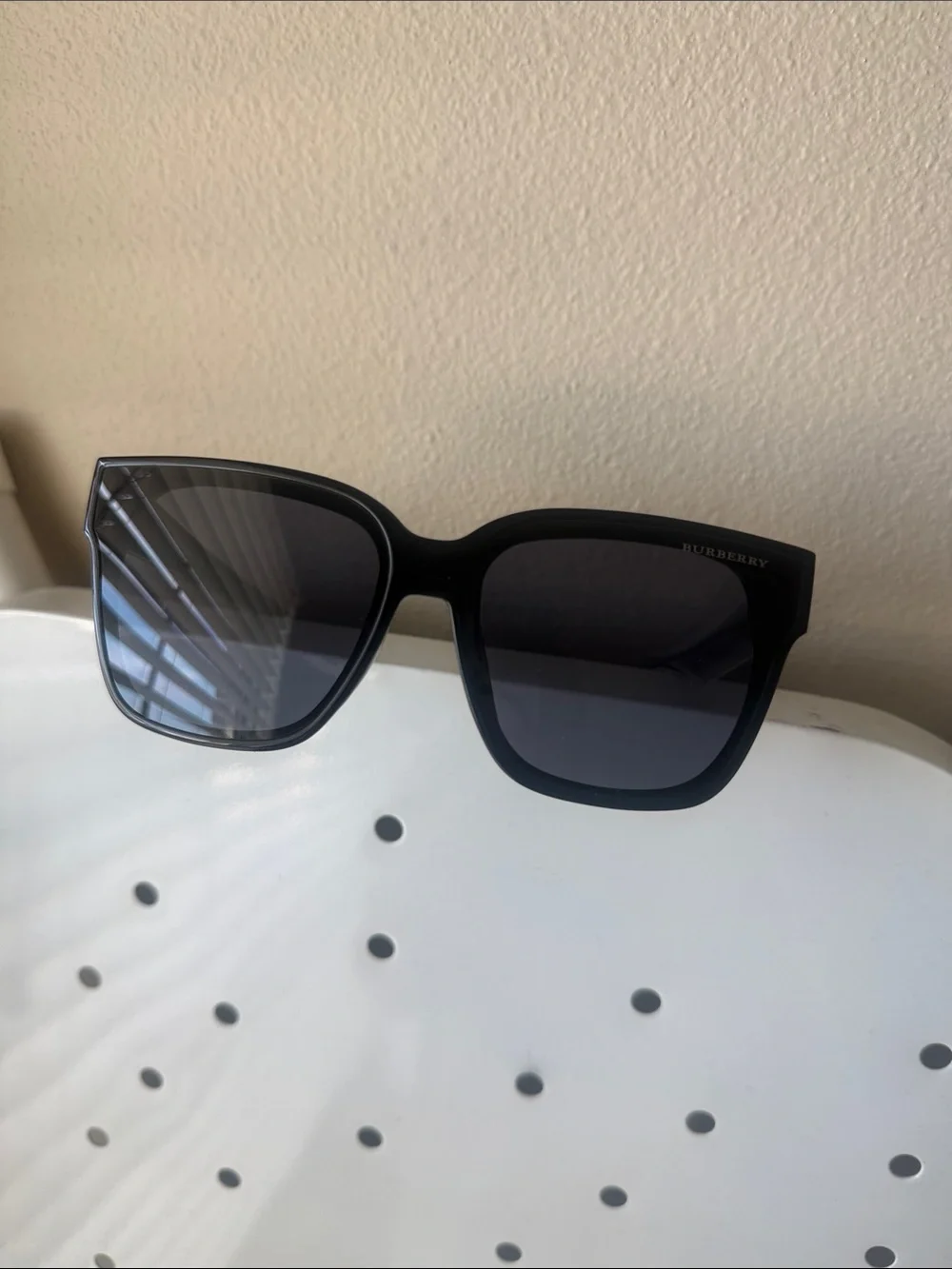 Burberry Black Men's Square Sunglasses with Dark Lenses